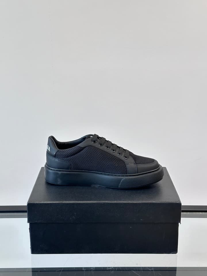 Prada Transparent Rubber-Sole Leather Sneakers