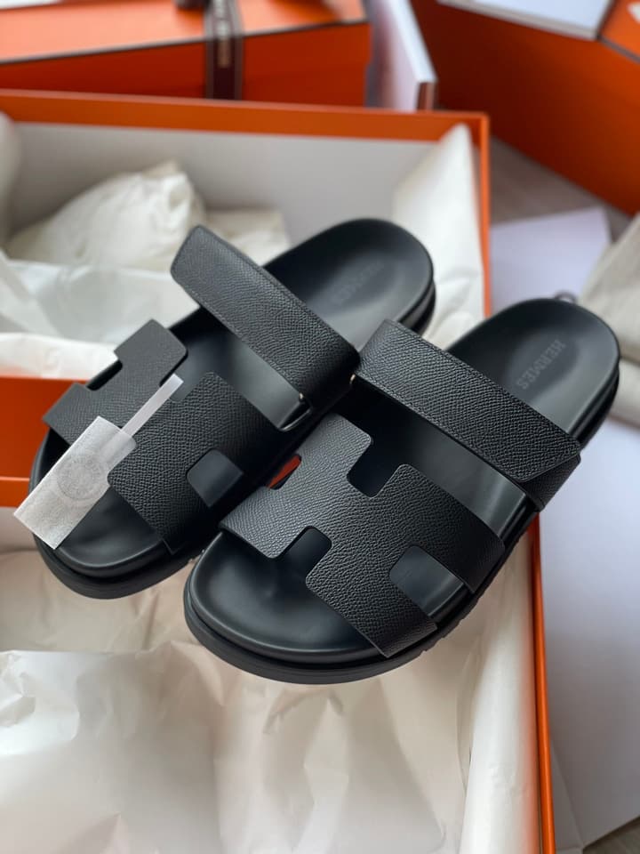 Hermès Chypre Unisex Slides in Beige