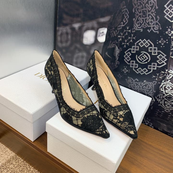 Dior CD Roses Jacquard Embroidery High-Heel Pumps – 2024 Spring/Summer Collection in Sleek Black Patent
