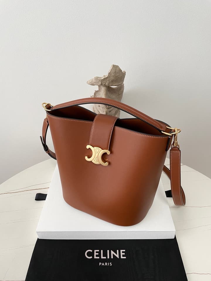 Celine Louise Triomphe Bucket Bag in Black