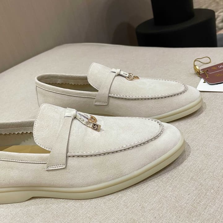 Loro Piana Summer Charms Walk Moccasin Loafers in Black Leather