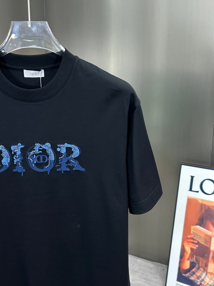 Dior 3D Logo High-Count Cotton T-Shirt – 2026SS in Black With Blue Graffiti Logo