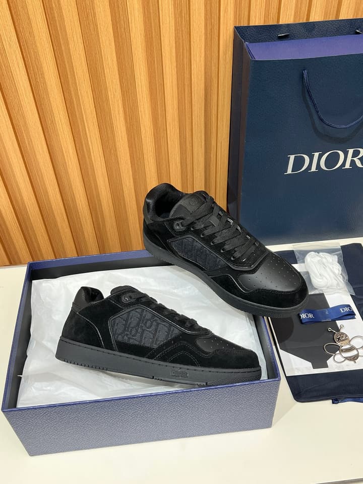 Dior B27 Unisex Sneakers – 2025 Collection in Black And Khaki Oblique