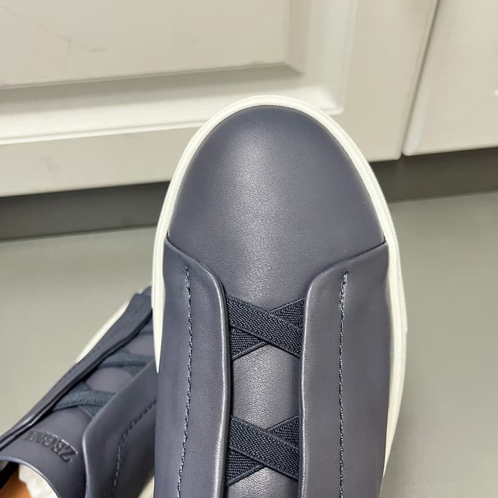 Zegna SECONDSKIN Triple Stitch™ Sneakers in Navy Blue
