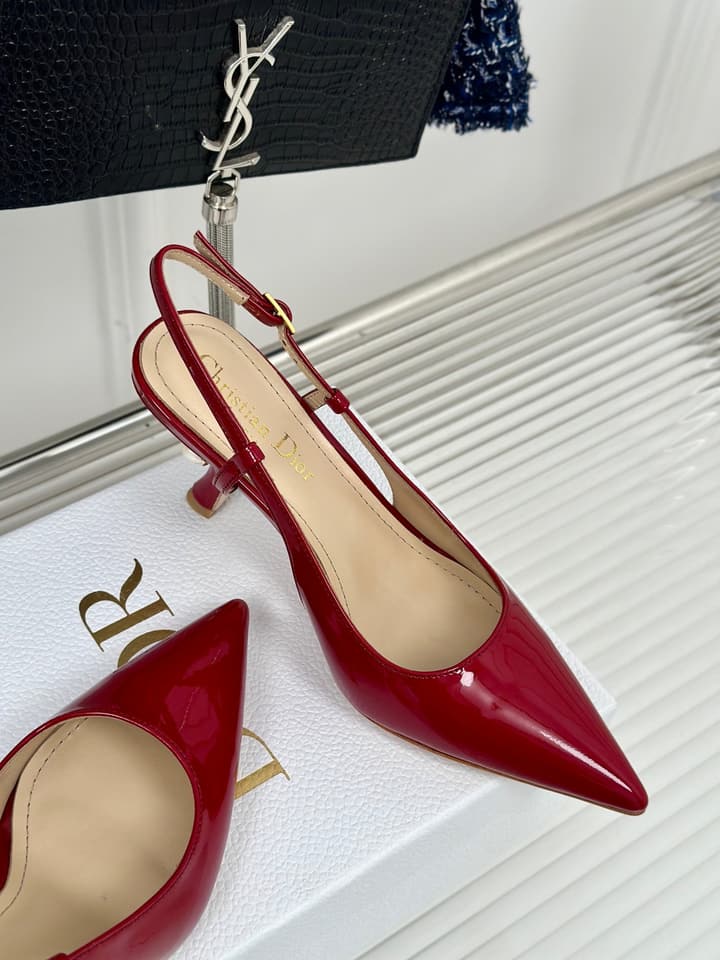 Dior Pearl Heel Pointed-Toe Slingback Mules – Spring/Summer Collection – 2024 in Black Leather