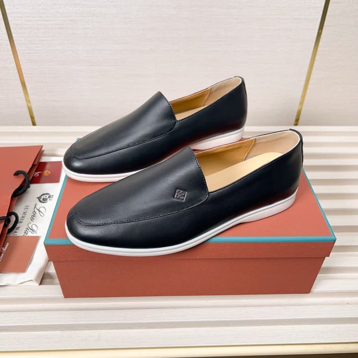 Loro Piana Classic Nappa Moccasins in Dark Blue Loafer Close-up
