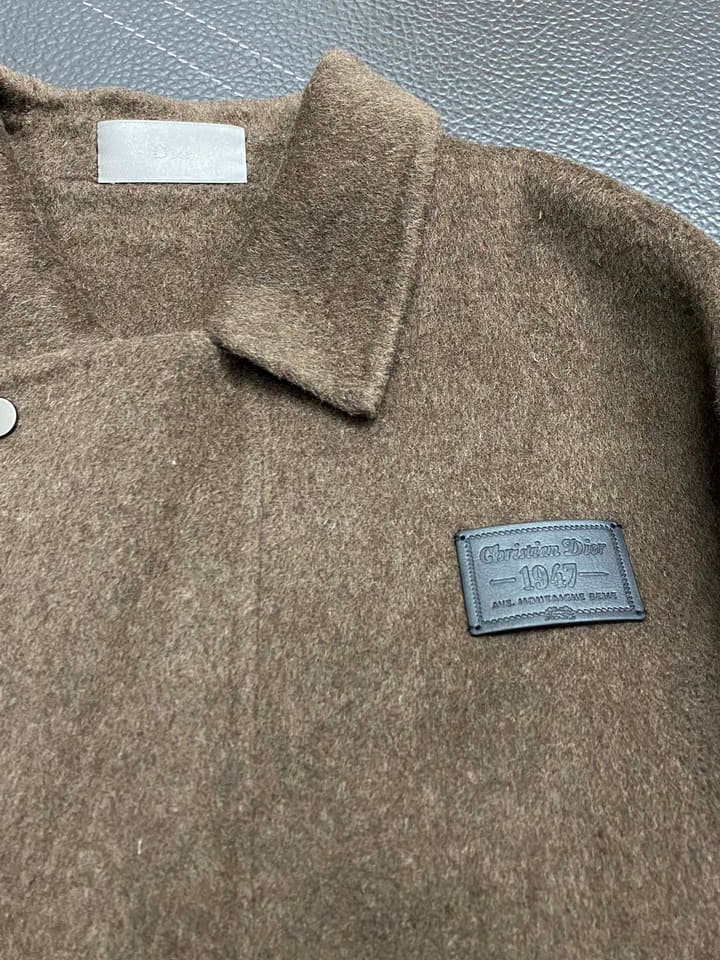 Dior Men's Classic Lambswool Short Coat in Camel Brown