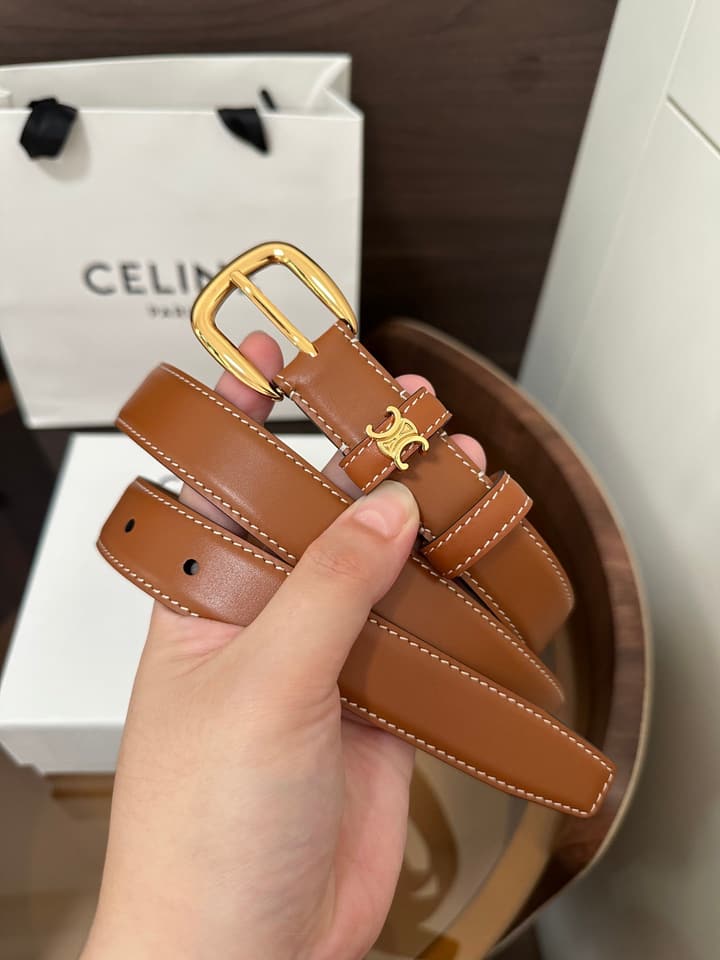 Celine Vivienne Taurillon 25mm Belt in Black Taurillon Leather