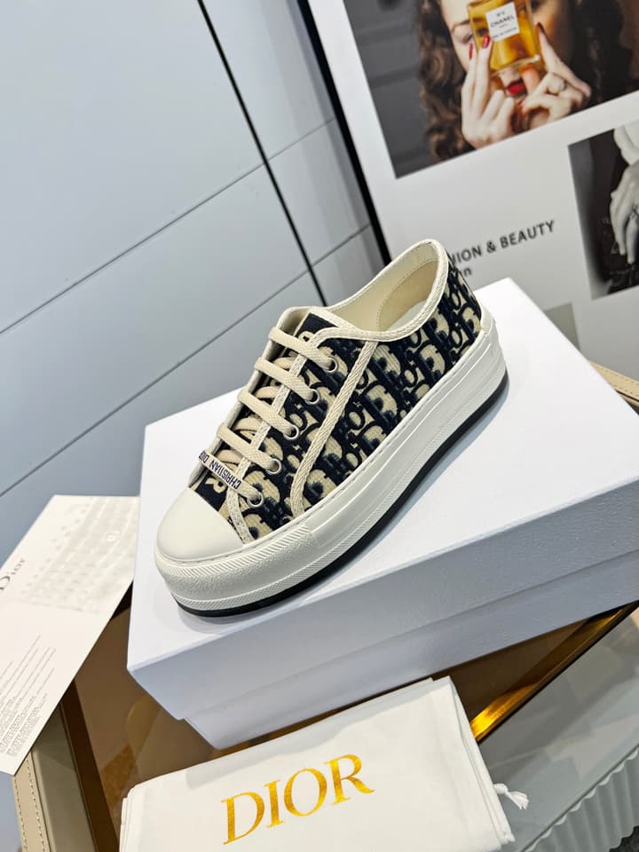 Dior Spring/Summer Runway Platform Sneakers in Black Oblique Pattern