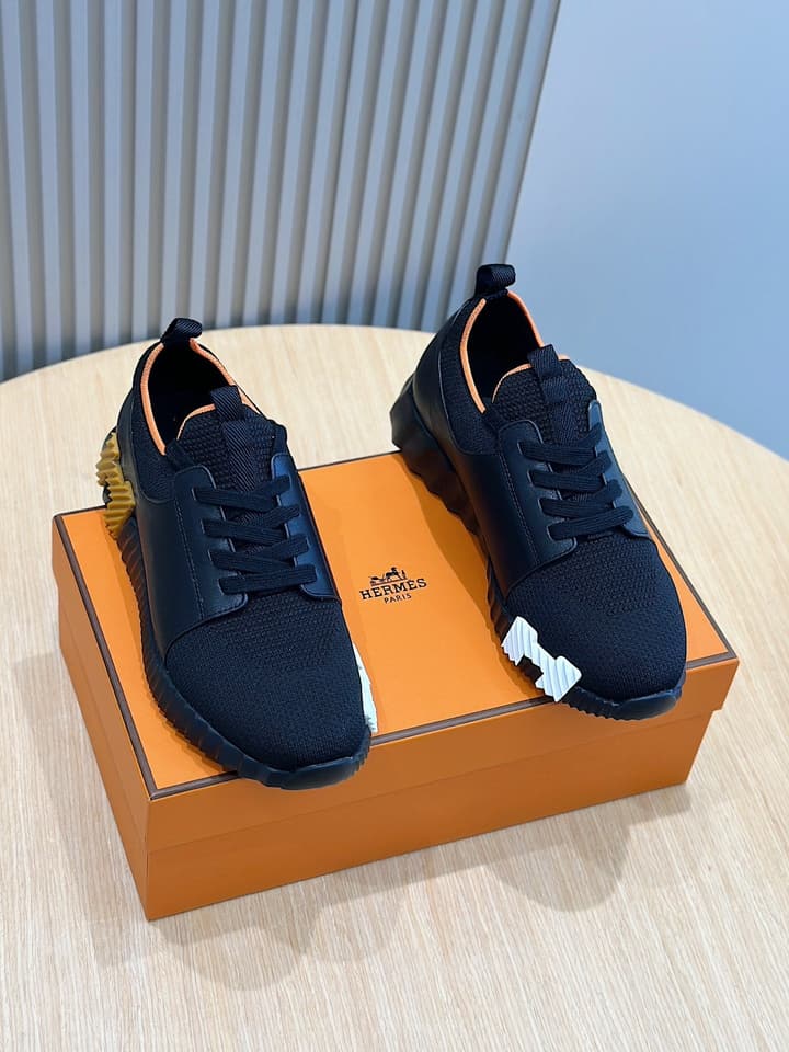 Hermès Bouncing Sneakers in Black And White Color Block