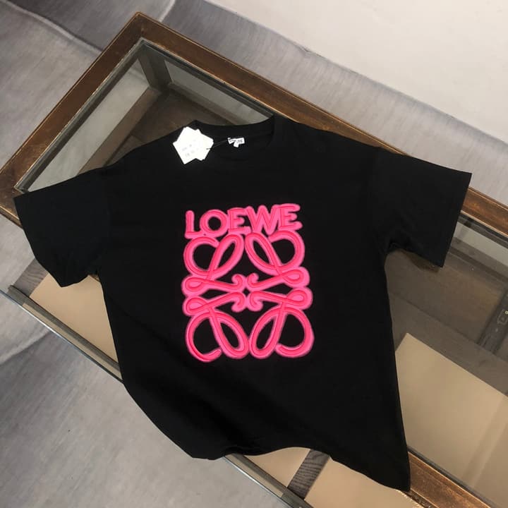Loewe Embroidered Logo Cotton T-Shirt in Apricot