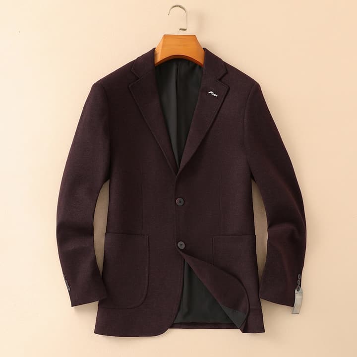 Zegna Men's Wool Houndstooth Blazer – 2025FW in Deep Burgundy Houndstooth