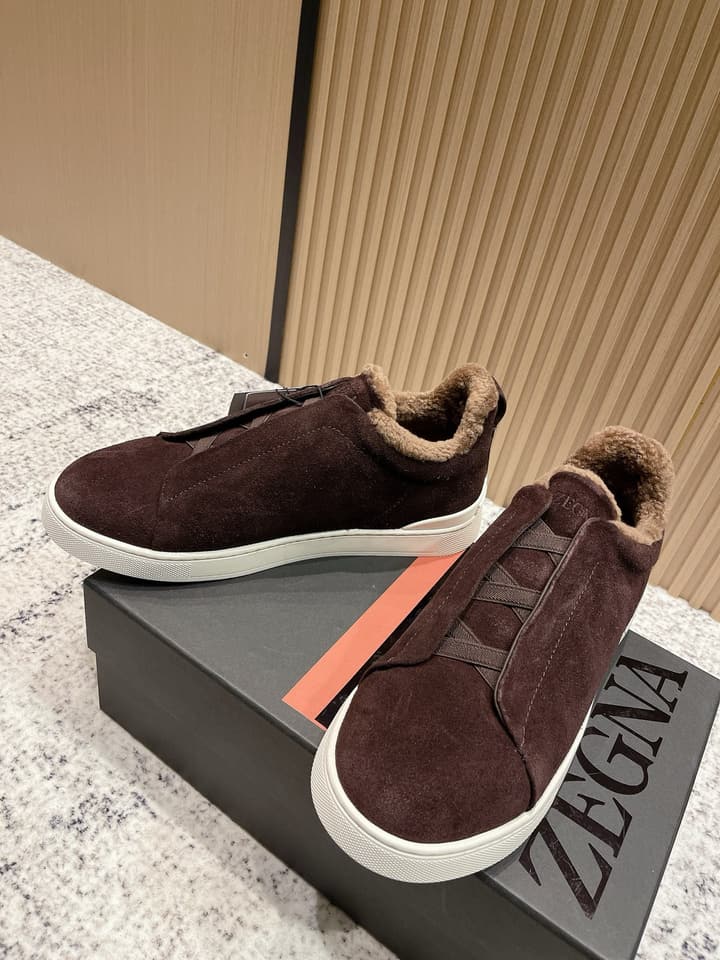 Zegna Triple Stitch Low-Top Casual Shoes – 2025SS in Black Leather