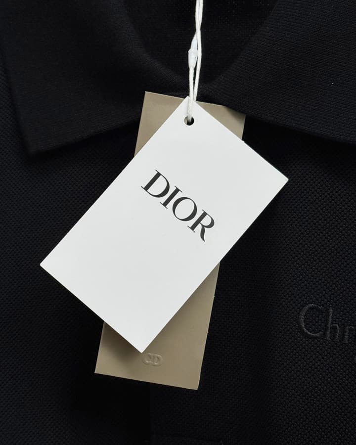 Dior Embroidered Letter Polo Shirt in Black
