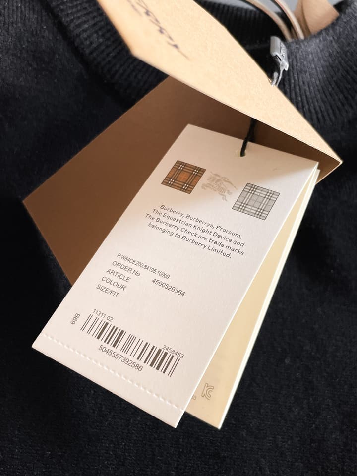 Burberry Half-Zip Wool Blend Sweater in Black Logo
