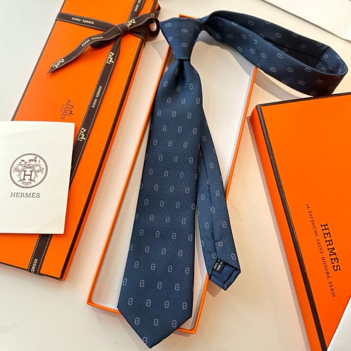 Hermès Men's Winter Anchor Chain Silk Tie – New Collection in Black