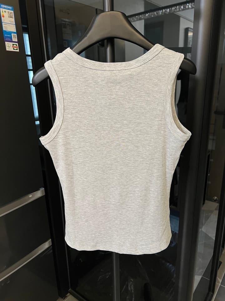 Miu Miu Ribbed Cotton Logo Tank Top – 25SS in Grey