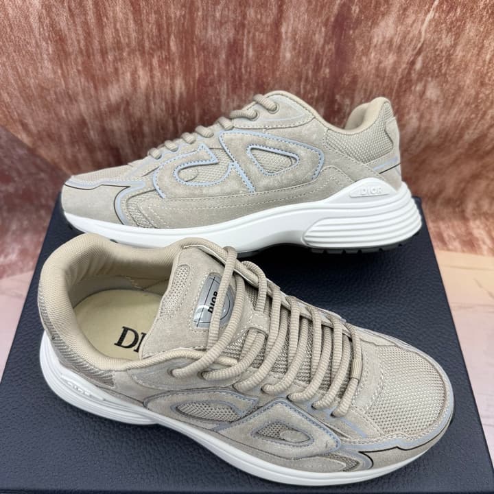Dior B30 Low-Top Sneakers in Light Khaki Gray