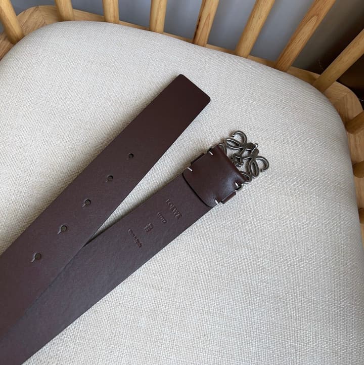 Loewe Narrow Leather Belt with Anagram Padlock Buckle in Black Leather With Silver Buckle