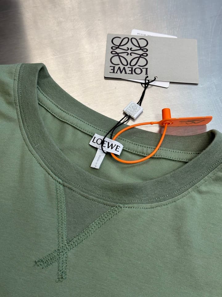 Loewe Anagram Embroidered Cotton T-Shirt in Sage Green