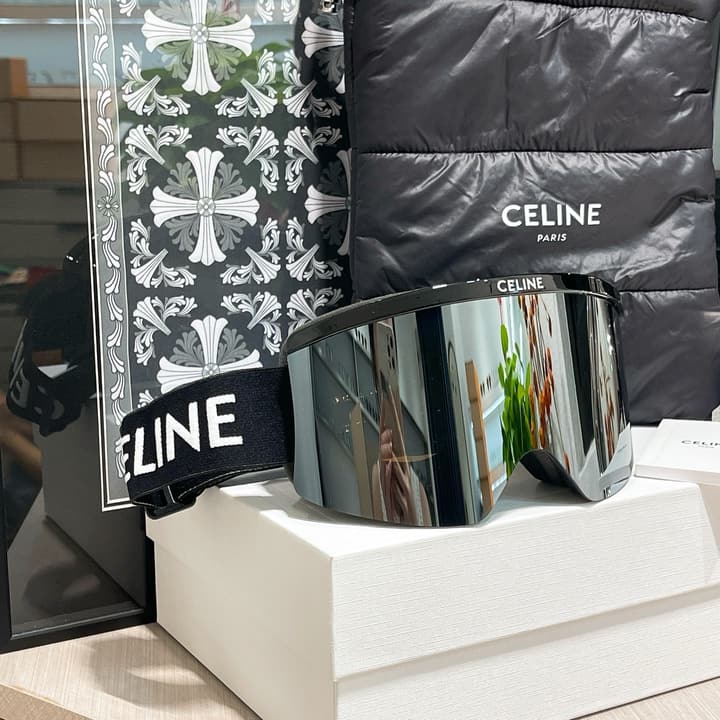 Celine Ski Goggles in Black Frame Silver Lens