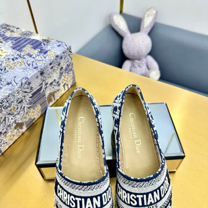 Dior Granville Embroidered Espadrille Flats in Beige/brown Oblique Pattern