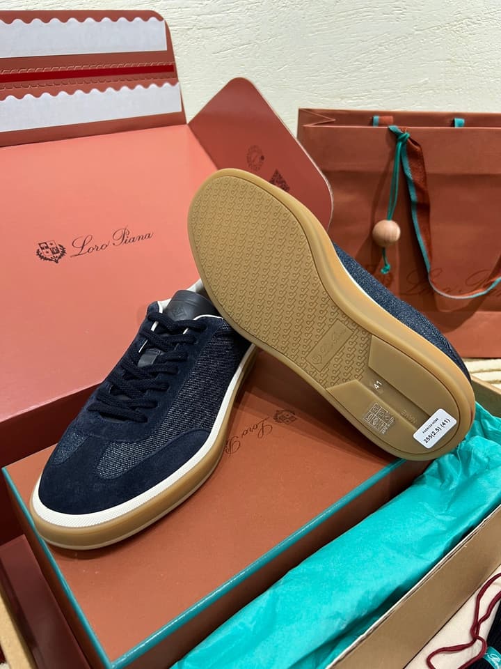 Loro Piana LP Tennis Walk Unisex Sneakers in Black Leather