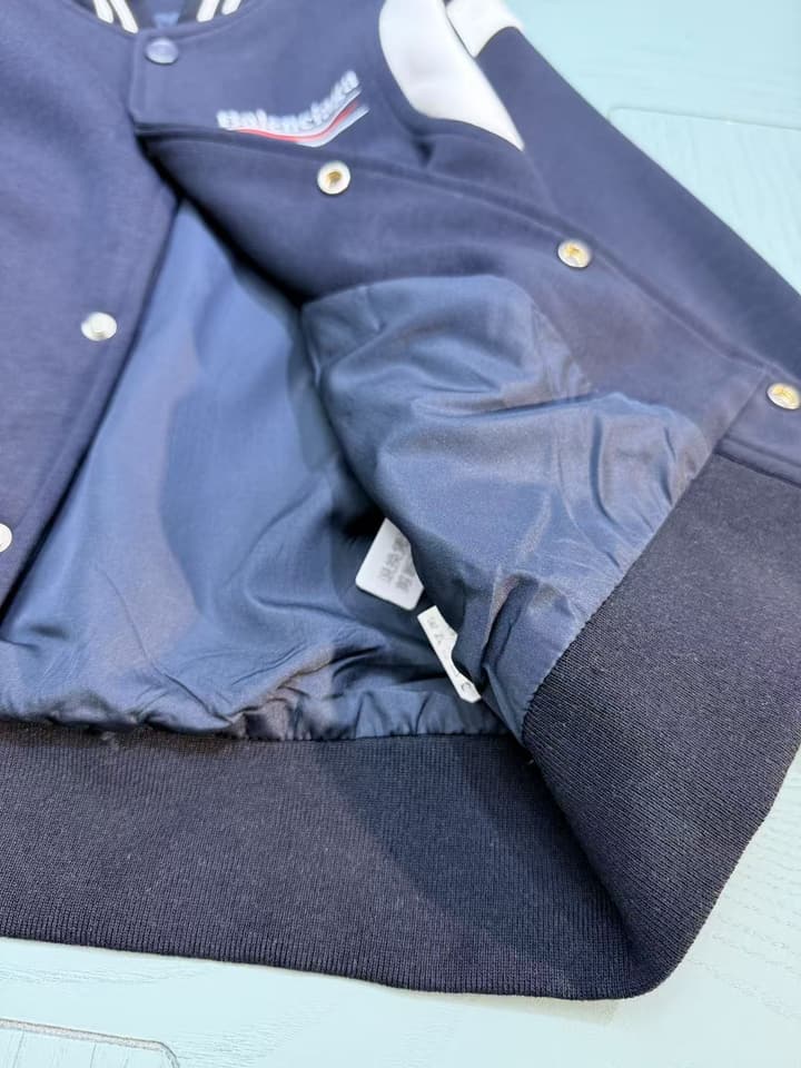 Balenciaga Baseball Bomber Jacket – Kids Collection – 2025 AW in Navy Blue With White Accents