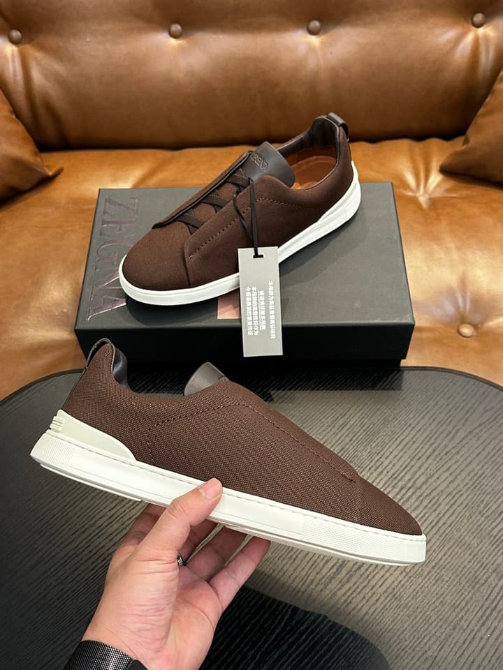 Zegna Triple Stitch Low-Top Sneakers in Black Suede