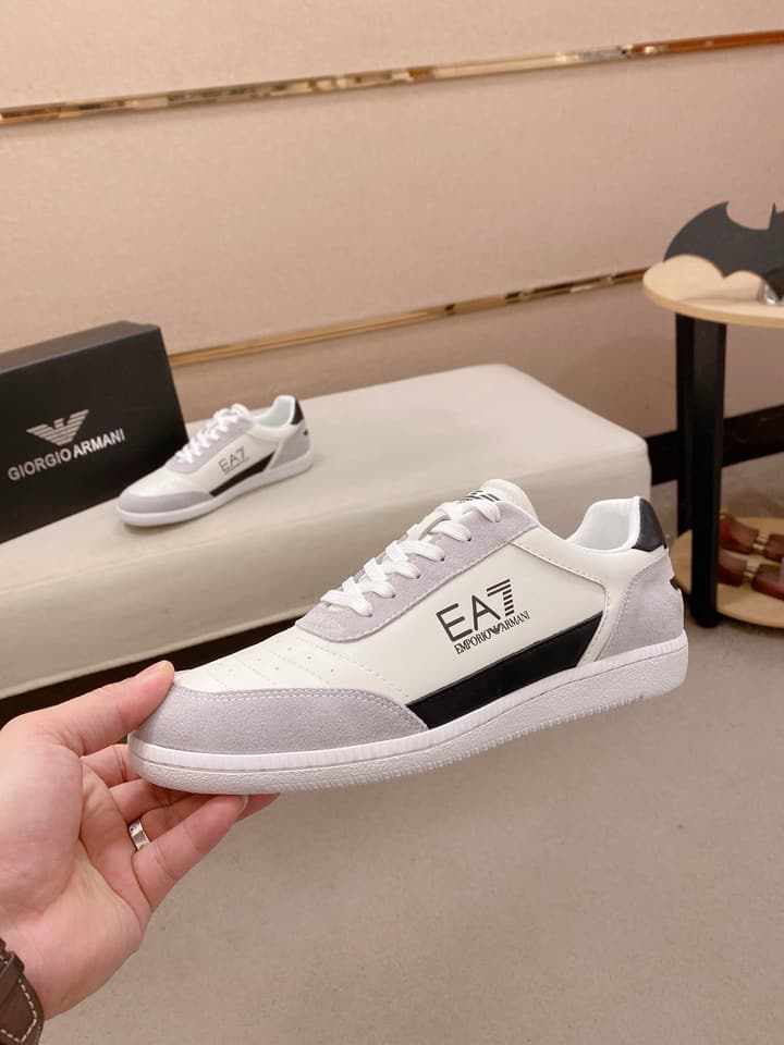 Armani Italian Leather Luxury Sneakers – New Collection in Bright Red