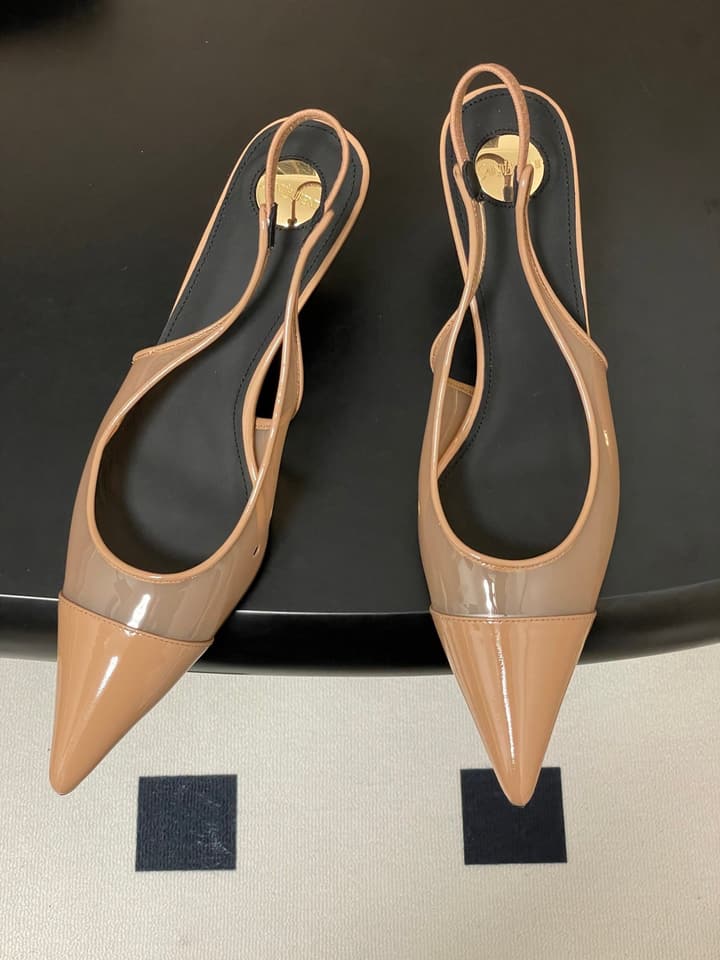Saint Laurent Pointed PVC Slingback Sandals – 26SS in Beige