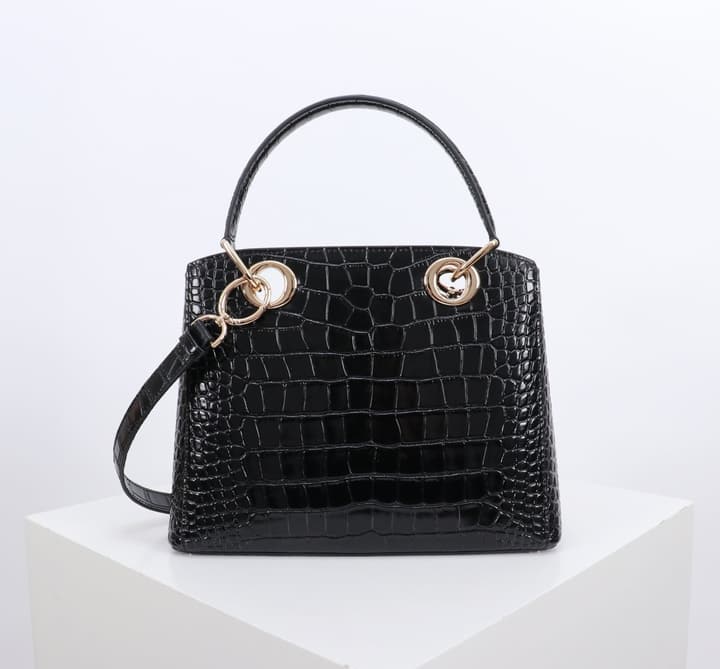 Dior Crocodile Embossed Bow Top Handle Bag – 2026SS in Black Crocodile Embossed