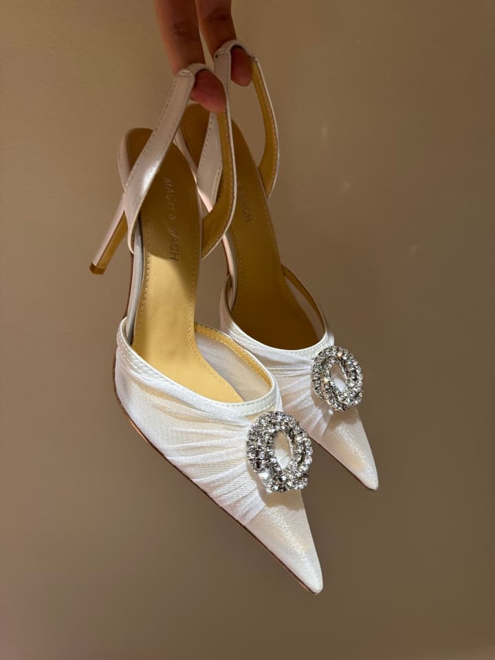 MACH & MACH Rhinestone Lace Heeled Sandals – 2025 Early Spring Collection in Cool Nude Black Cap Toe