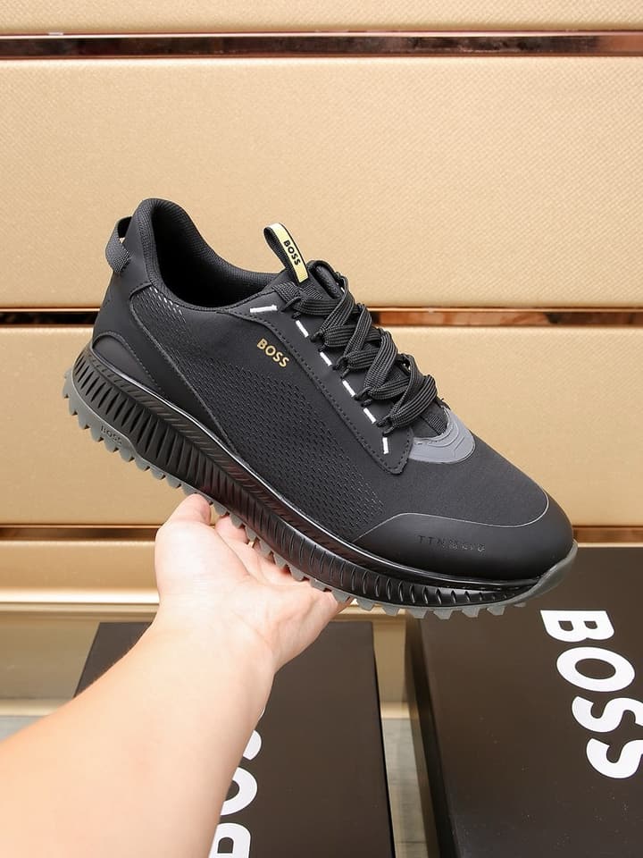 Boss New Men's Athletic Sneakers in Monochromatic Black