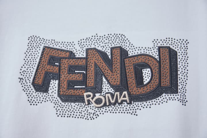 Fendi Embroidered Logo Rhinestone T-Shirt – 26SS Early Spring Collection in Classic Black