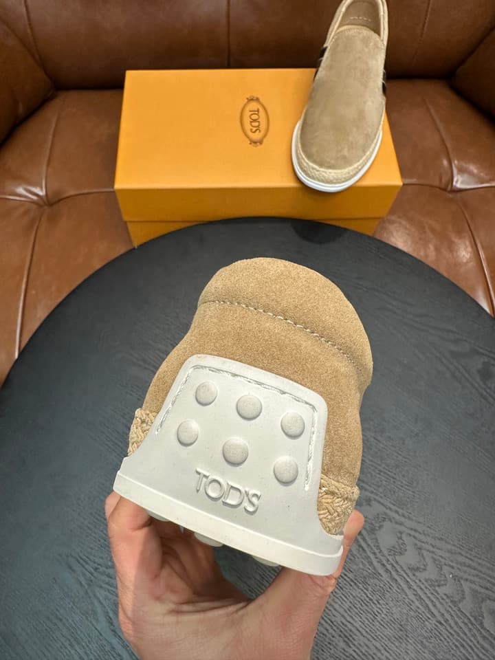 Tod's Suede Calfskin Loafers in Light Grey Suede