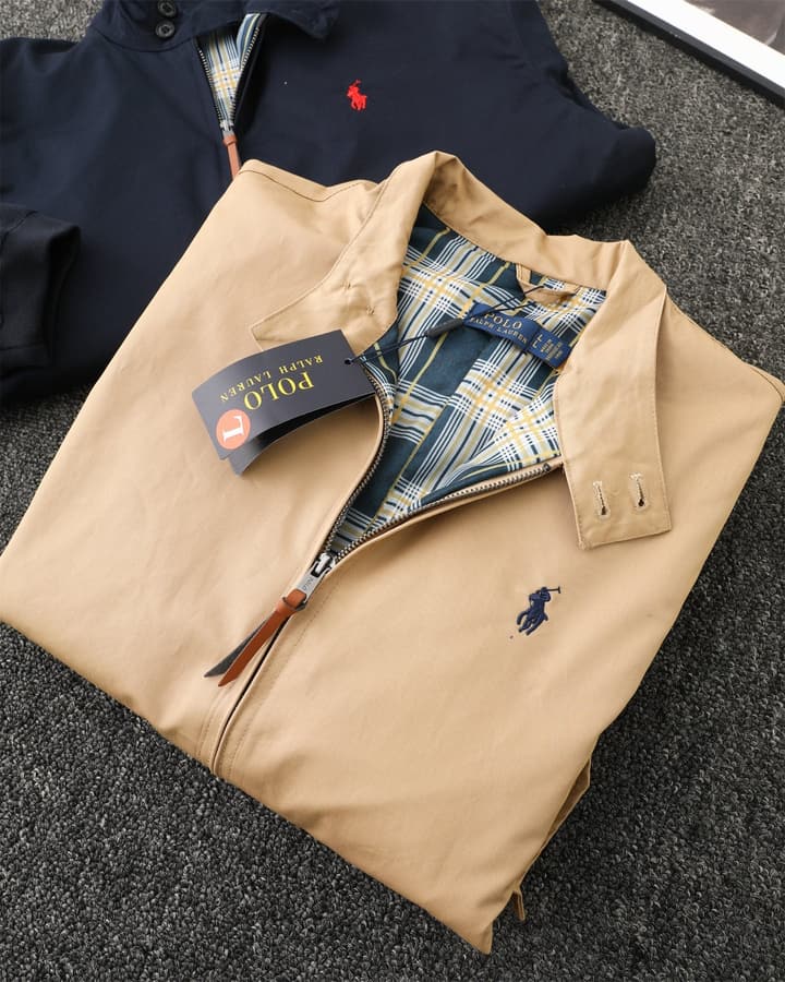 Ralph Lauren Old Money Stand-Collar Workwear Jacket in Khaki