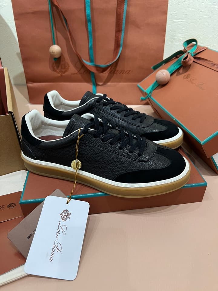 Loro Piana LP Tennis Walk Unisex Sneakers in Black Leather