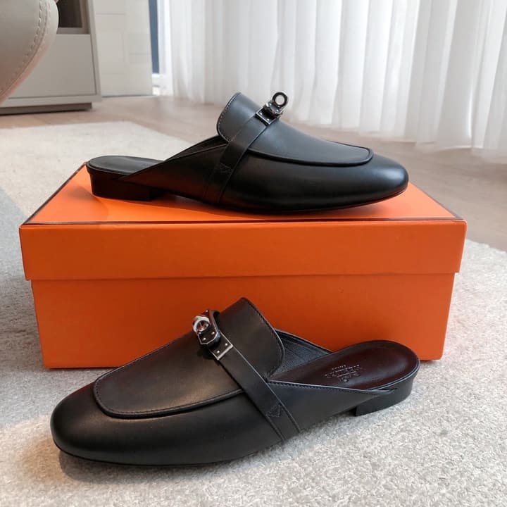 Hermes Eclair Sandals – 2025 New Collection in Black Leather