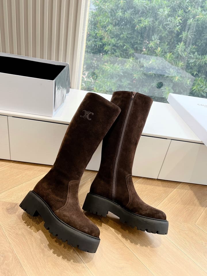 Celine Triomphe Knee-High Boots – 2023 Autumn/Winter Collection in Black