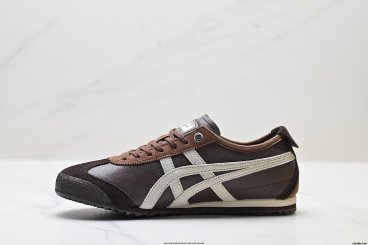 Onitsuka Tiger NIPPON MADE Mexico 66 Deluxe Sneakers in Dark Brown Leather With Off-white Stripes
