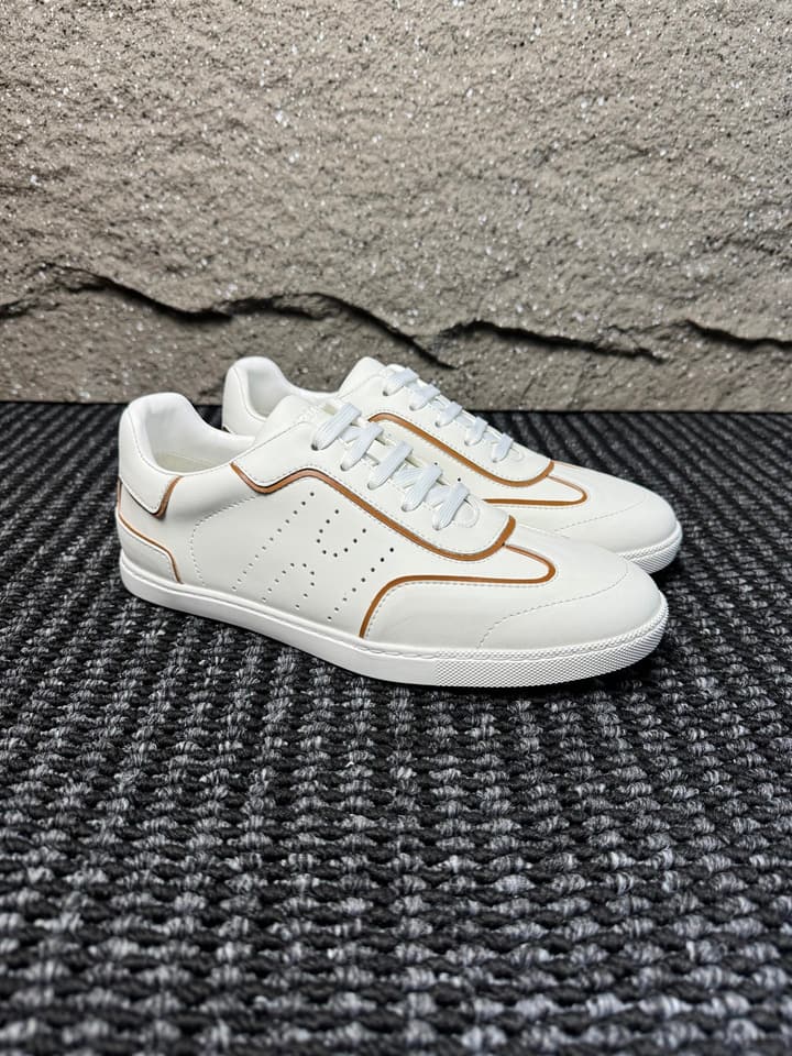 Hermès Laser-Punched H Nappa Calfskin Sneakers in Black