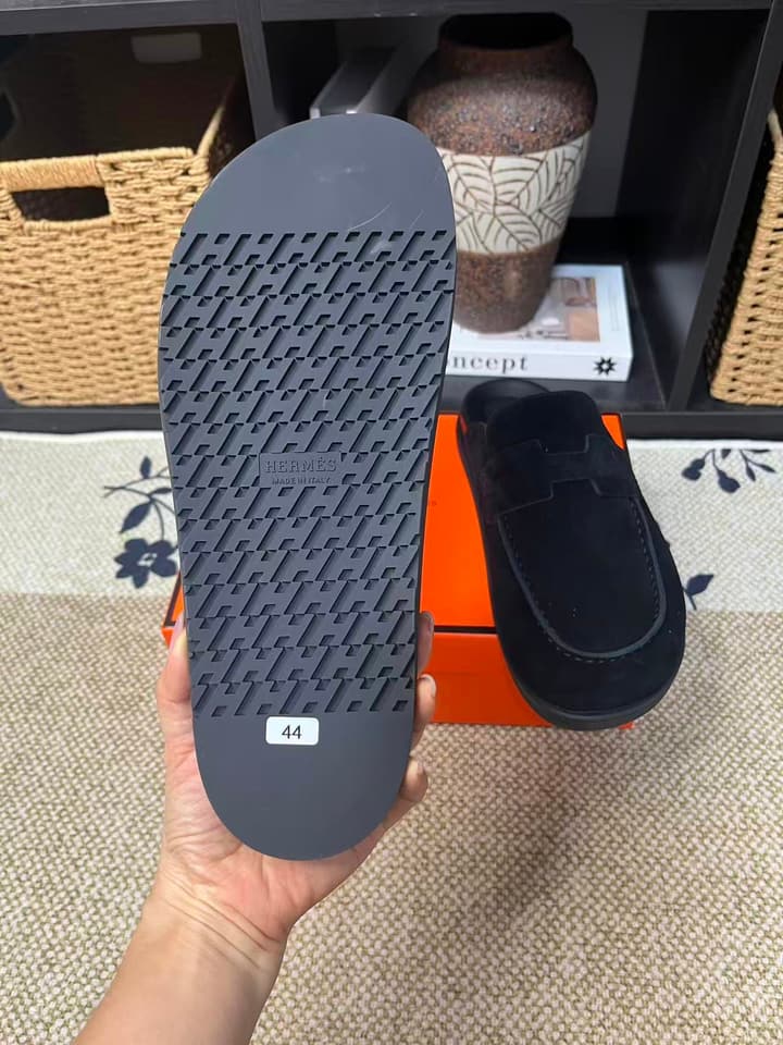 Hermès Suede Calfskin Chunky Mules