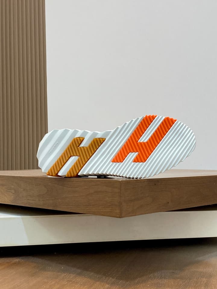 Hermès Suede and Denim Canvas Sneakers in Black And White
