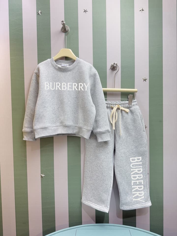 Burberry Kids Fleece Sweatshirt Set – Kids Collection – 2025FW in Light Heather Grey Set