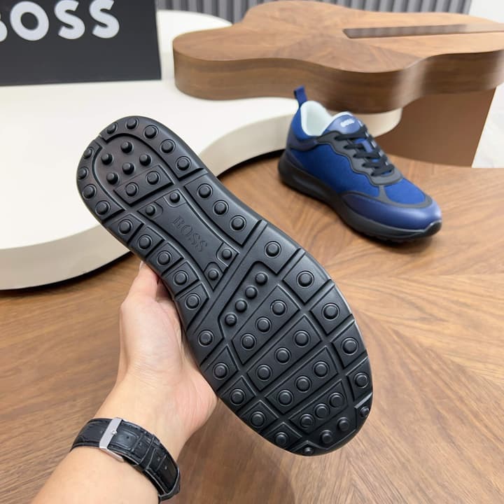 Boss Men's Knit and Leather Sneakers