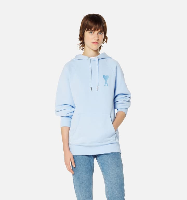 Ami Paris Ami de Coeur Macaron Zip Hoodie in Pastel Pink