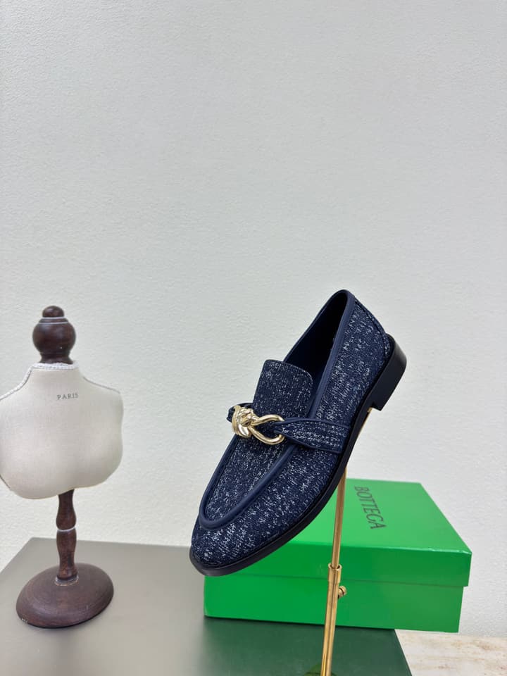 Bottega Veneta Astaire Washed Denim Loafers in Blue Washed Denim
