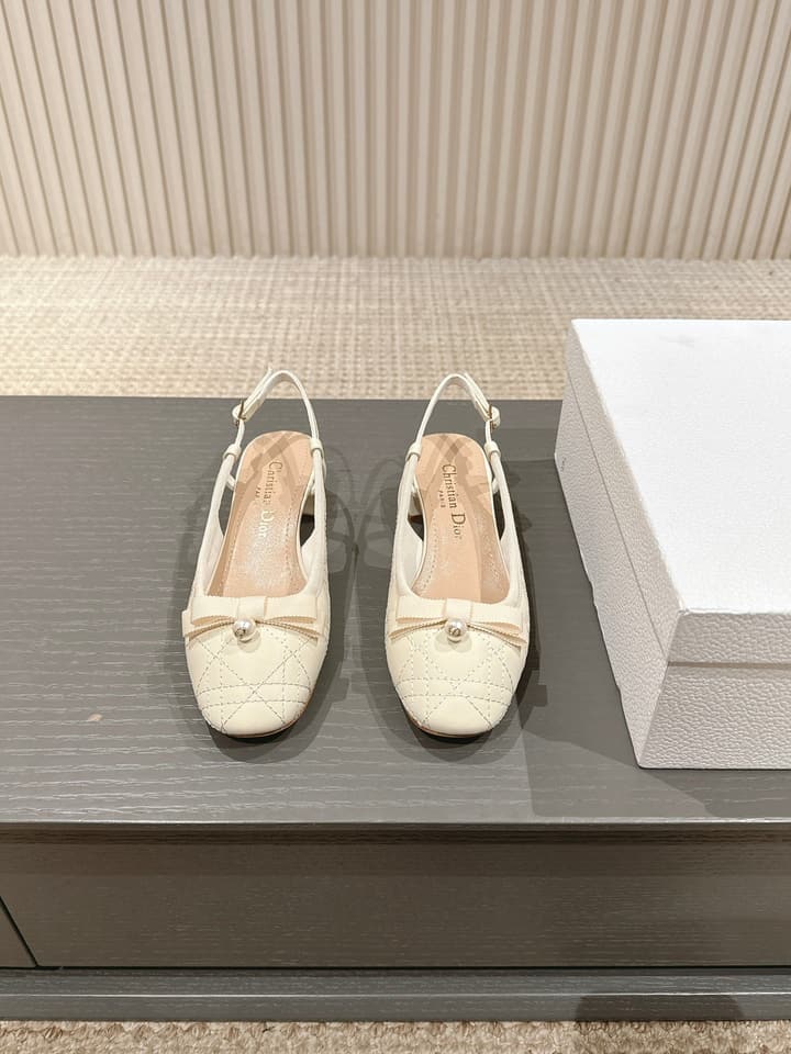 Dior D-Ramour Embroidered Cannage Ballet Flats – 2024 Spring/Summer Collection in Black Leather