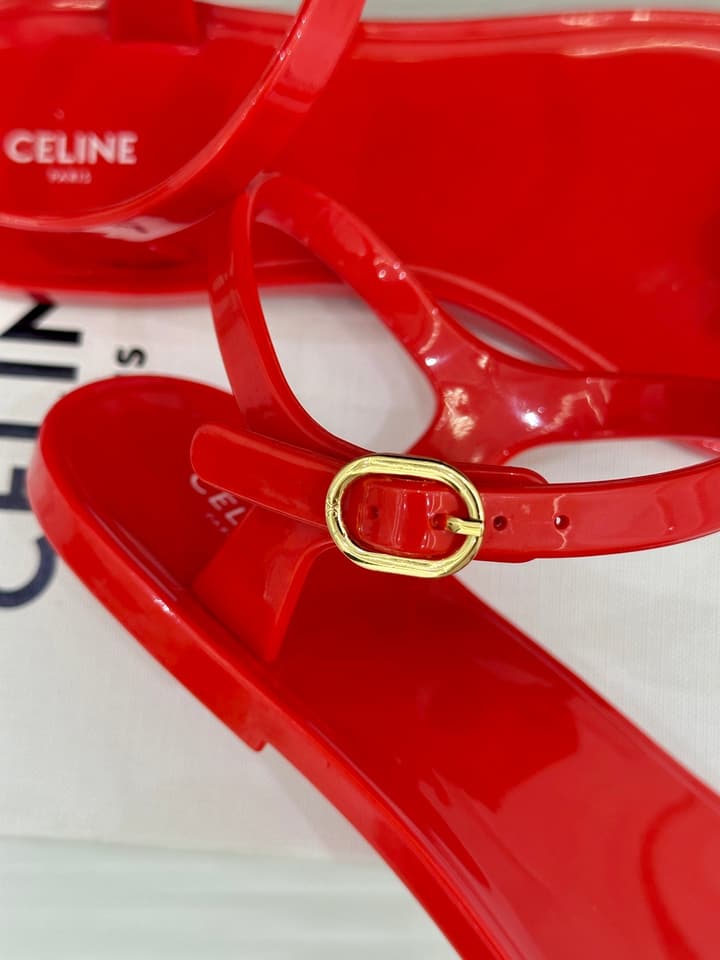 Celine Triomphe Jelly Thong Sandals – 26WF in Black